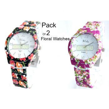 PACK OF 2 FLORAL LADIES WATCHES